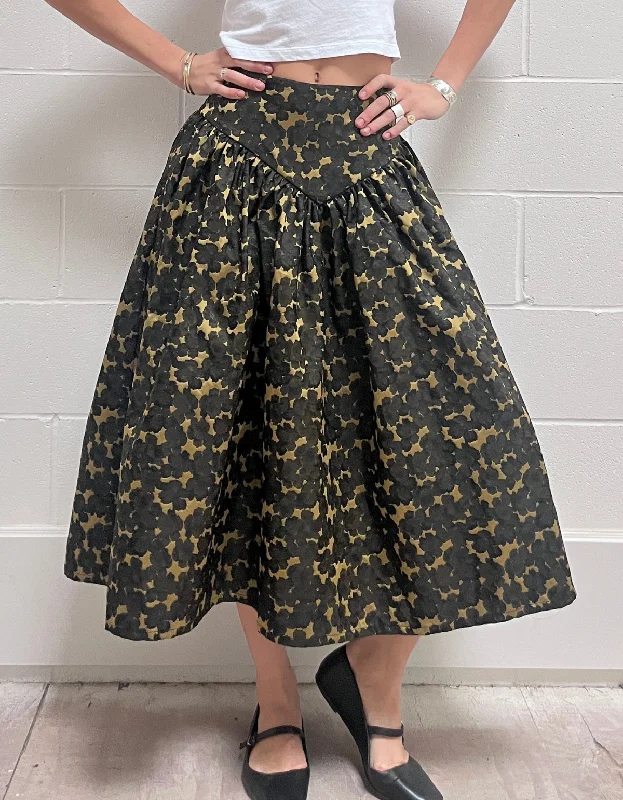 Lucille Skirt in Chartreuse Jacquard cashmere skirt rich