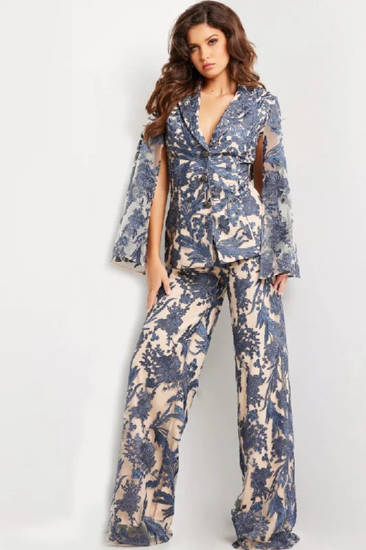 Jovani 25805 Long Two Piece Formal Pant Suit Modern Skinny Pants
