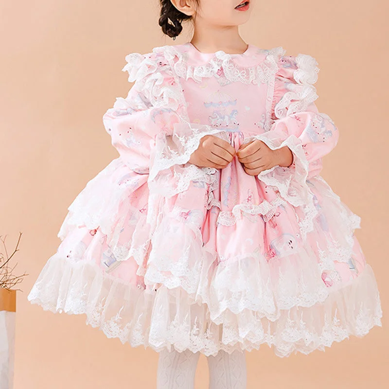 Baby Girl Pink Long Sleeve Lolita Lace Dresses Girl Princess Party Dresses Tunics Canvas sturdy Baby Girl Pink Long Sleeve Lolita Lace Dresses Girl Princess Party Dresses Tunics Canvas sturdy