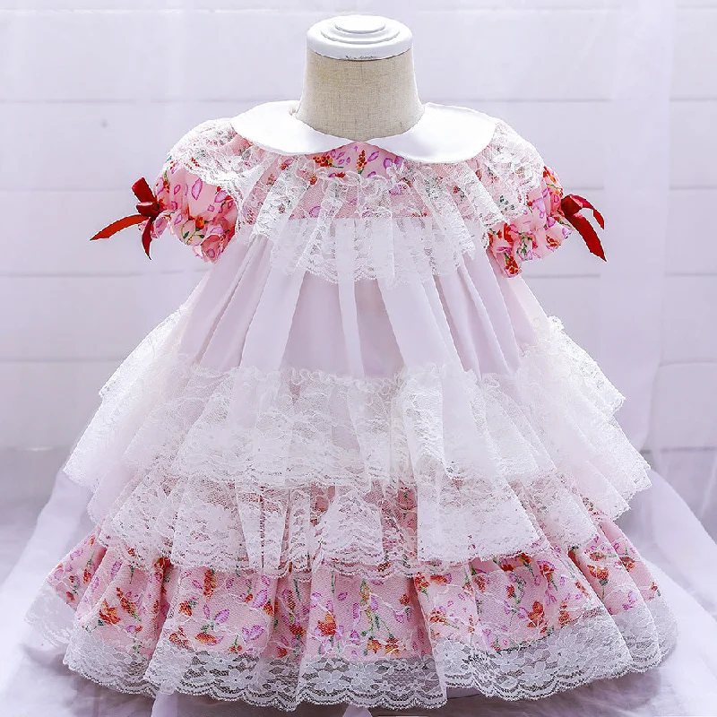 Baby Girl Birthday Party Dresses Toddler Lolita Lace Floral Formal Princess Dress Tunics Party sparkling Baby Girl Birthday Party Dresses Toddler Lolita Lace Floral Formal Princess Dress Tunics Party sparkling