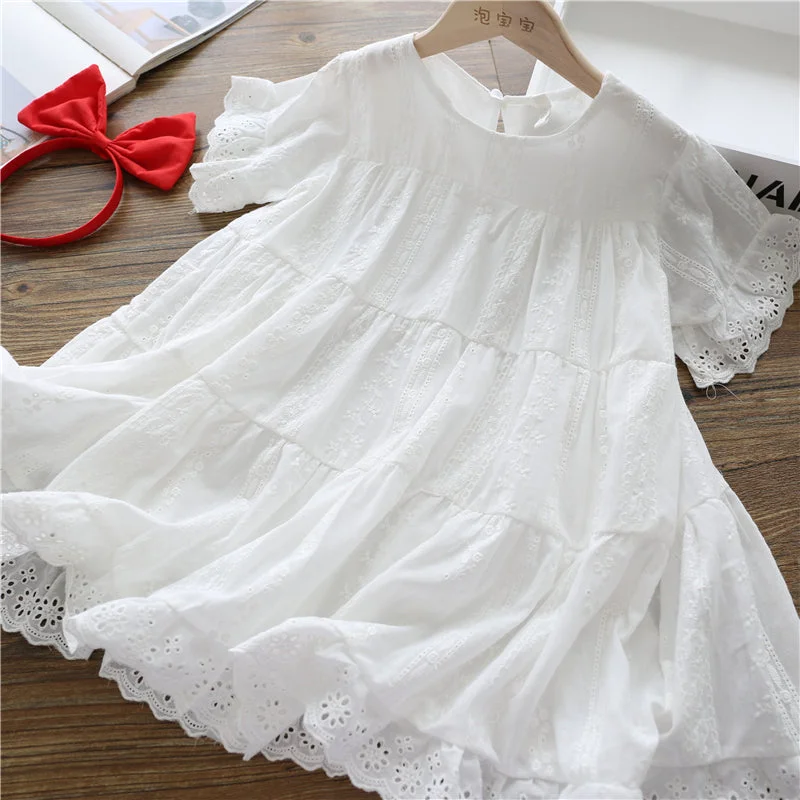 Toddler Girl White Round Neck Cute Flower Mesh Princess Birthday Party Dress Tunics Formal black Toddler Girl White Round Neck Cute Flower Mesh Princess Birthday Party Dress Tunics Formal black