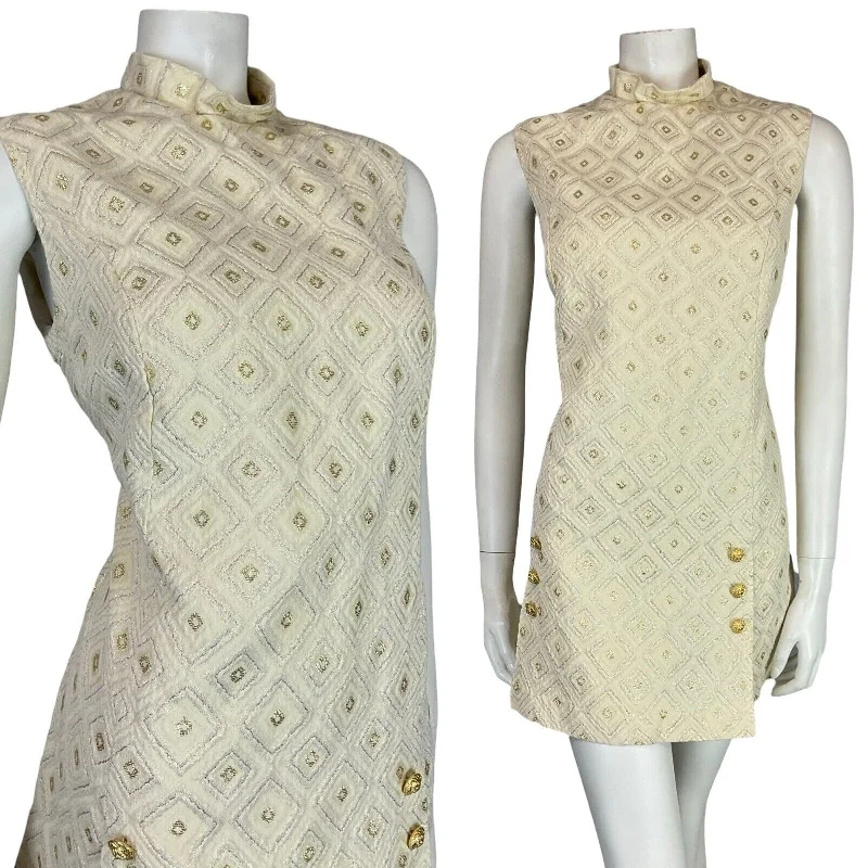 VTG 60S MOD GOLD CREAM FUNNEL NECK DIAMOND GEOMETRIC TUNIC PARTY DRESS M 12 14 Tunics Running lightweight VTG 60S MOD GOLD CREAM FUNNEL NECK DIAMOND GEOMETRIC TUNIC PARTY DRESS M 12 14 Tunics Running lightweight