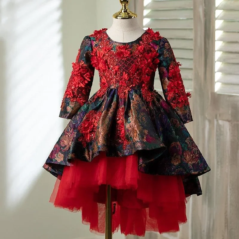 Toddler Prom Dress Flower Girl Spring Color Contrast Vinatge Embroidery Puffy Party Dress Tunics Floral girly Toddler Prom Dress Flower Girl Spring Color Contrast Vinatge Embroidery Puffy Party Dress Tunics Floral girly