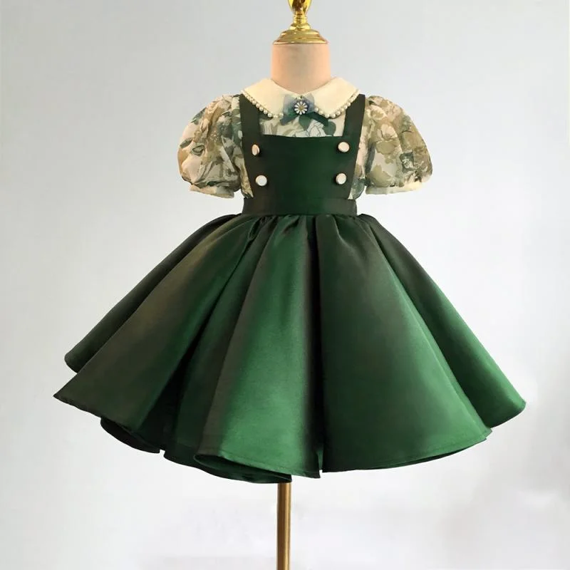 Little Girl Dress Toddler Ball Gowns Retro Green Elegant Girls Puffy Princess Party Dress Tunics Wedding white Little Girl Dress Toddler Ball Gowns Retro Green Elegant Girls Puffy Princess Party Dress Tunics Wedding white