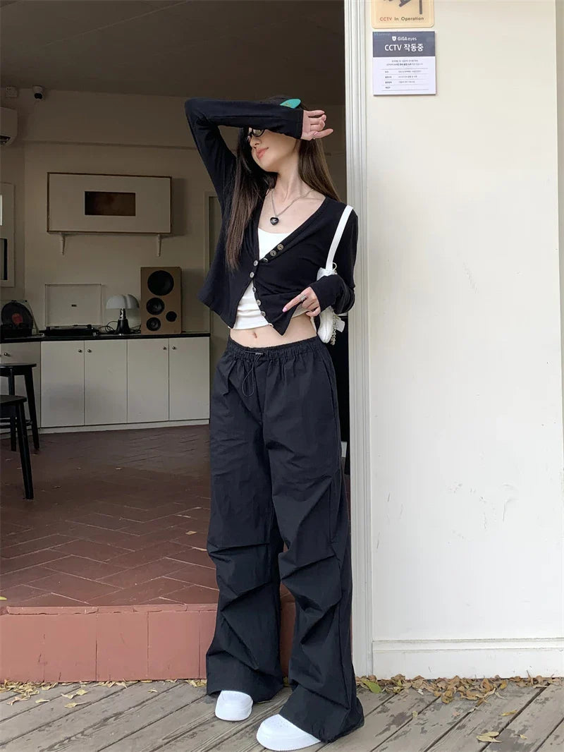 New American Retro Hip Hop Street Trend All-match Cargo Pants Casual Pants Show Legs Long Classic Flared Pants New American Retro Hip Hop Street Trend All-match Cargo Pants Casual Pants Show Legs Long Classic Flared Pants